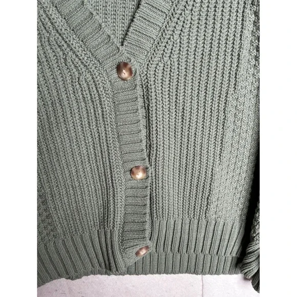 Abercrombie & Fitch Sage Green Oversized Button Front Cardigan Sweater XXL 2151 - Picture 4 of 12